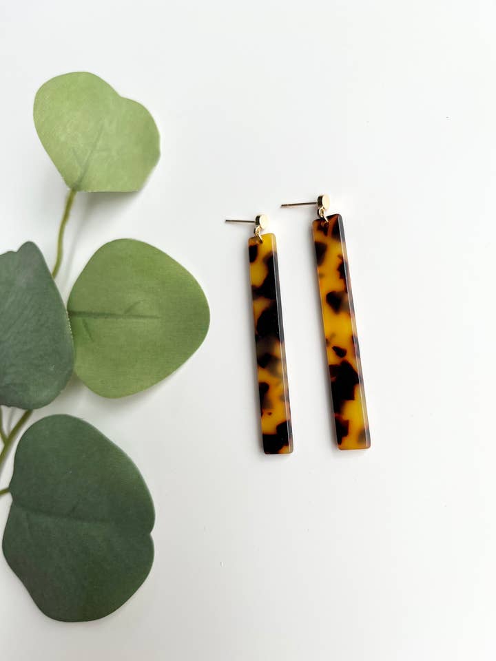 Tortoise Shell Earrings, Gold Stud Post Earrings for wholesale by Mountain Marigold Jewelry