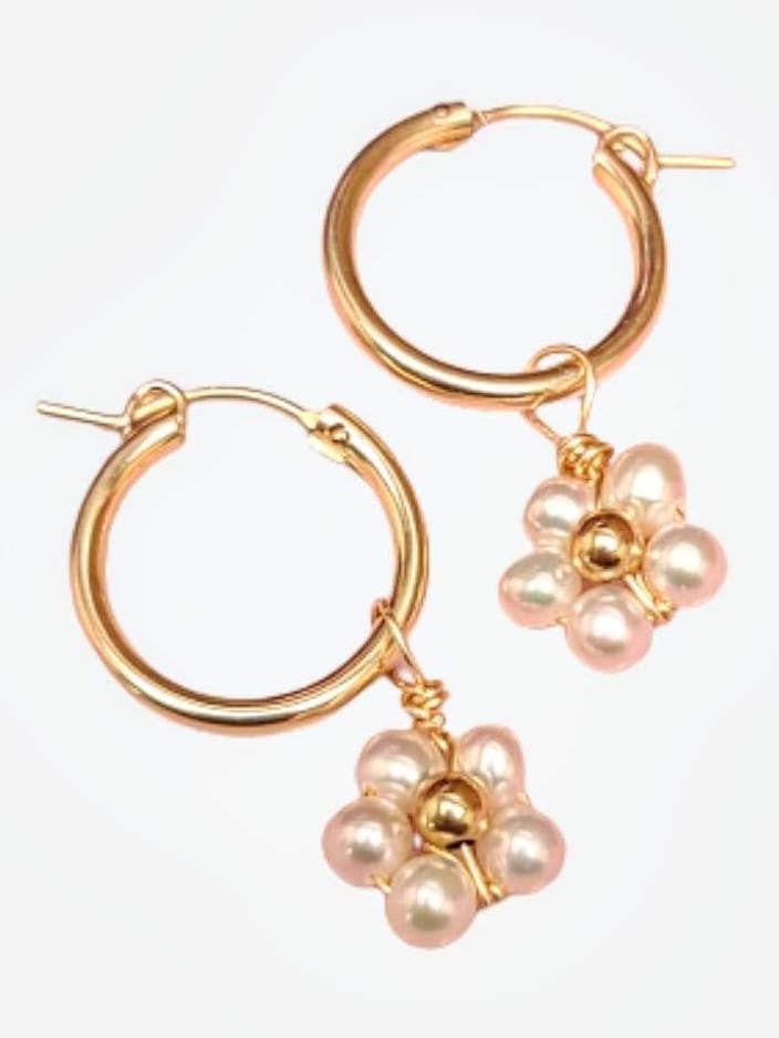 Brincos de Argola Pérola Flor por atacado de ilaments