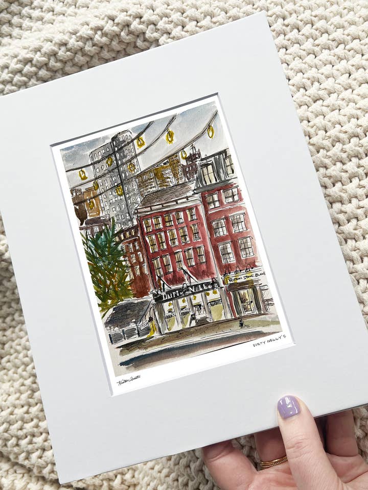 Durty Nelly's (Impression d'art de Boston - North End) pour la vente par Sunset Studios Boston: Neighborhood Watercolors