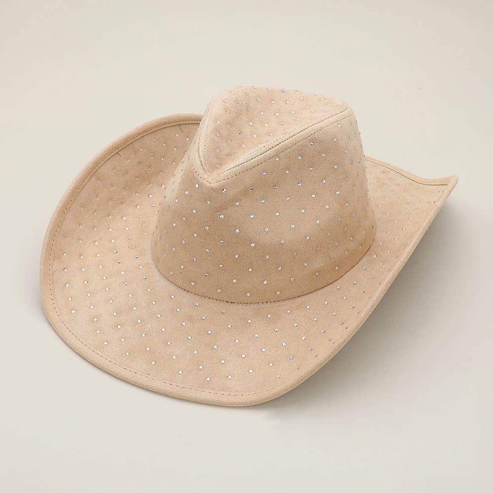 Sensibling Corp. - Wholesale Cowboy Hat - Women's - Rhinestone Embellished Faux Suede Western Cowboy Fedora Hat9