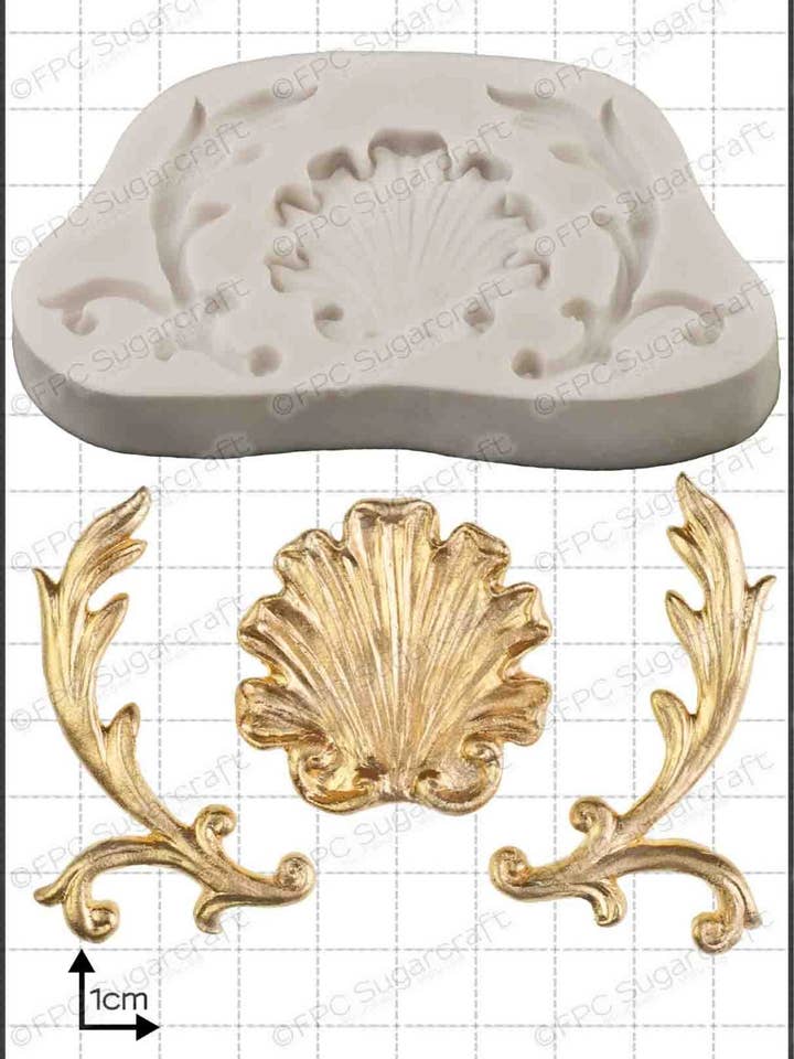 Baroque Silicone Mould (Mold) - 'Baroque Shell' for wholesale by FPC Sugarcraft