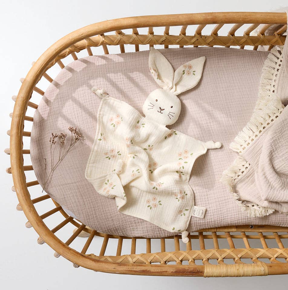 Over the Dandelions - Wholesale Security/Cuddle Blanket - Baby - Organic Muslin Bunny Lovey Daisy print - DUE BACK FEB1