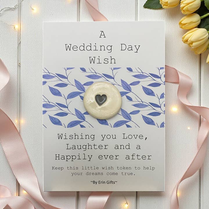 En bröllopsönskning Keramisk ficktoken Pocket Kram och kort för wholesale av By Erin Cards and Gifts Ltd