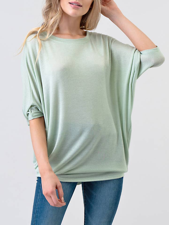 3/4 Batwing Sleeve Oversized Tunic Top, T304 for wholesale by Heimious