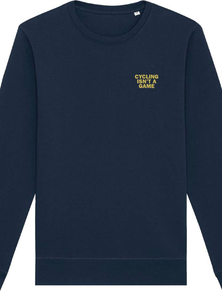Cykling er ikke en leg unisex cykeltrøje (marineblå - okker) for engroshandel hos Çois Cycling Legacy