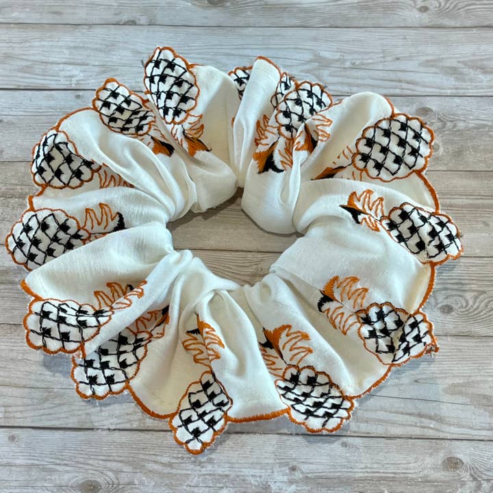 Scrunchie Vintage Pineapple Embroidery for wholesale by Open Window Studios