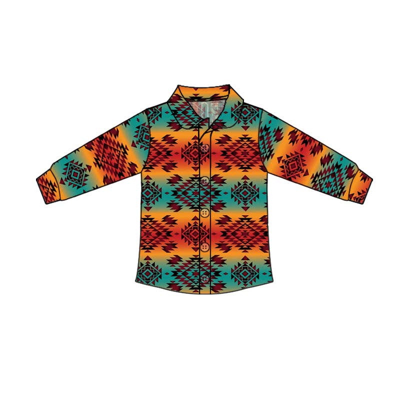Aier Wholesale - Wholesale Button Down Shirt - Kids - Baby kids western aztec Long Sleeve button up shirts2