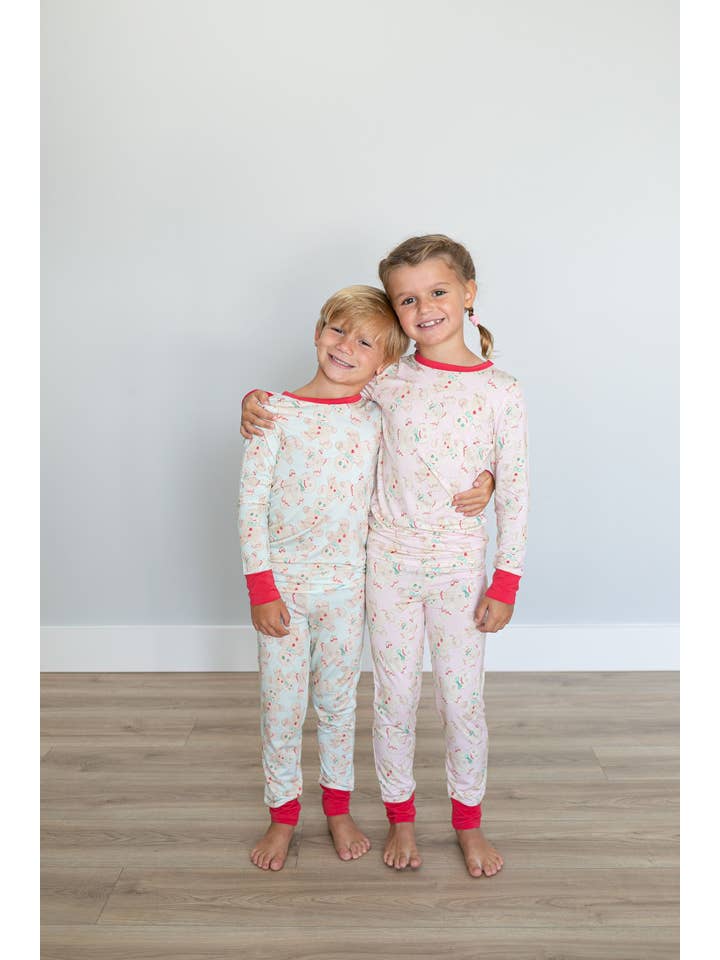 Sweet Bay Clothing - Wholesale Sleepwear Set - Kids - Pink Gingerbread Two Piece Pajama Pants Set