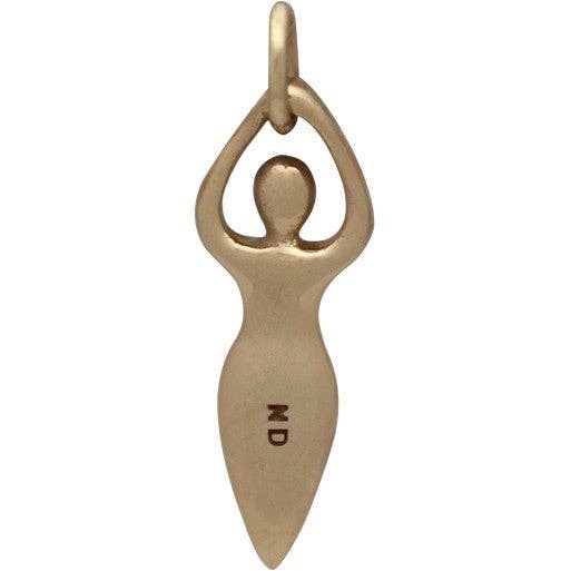 Plazko - Venta al por mayor Abalorios/colgantes individuales - Colgante de Joyería Diosa de la Fertilidad de Bronce Colgante Diosa de la Luna 23x7mm - 1Ud4