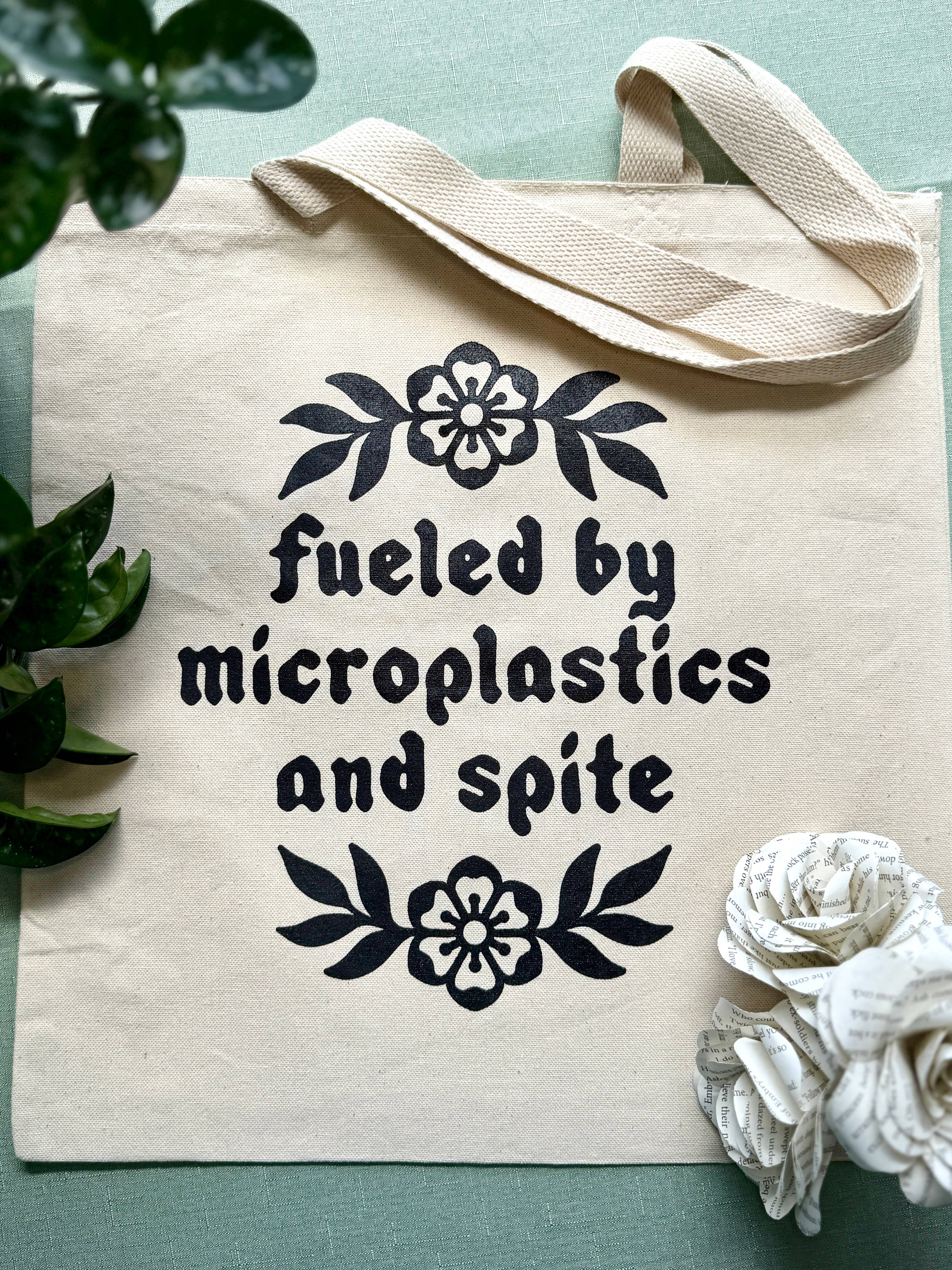 Mourning Breath Shoppe - Wholesale Tote Bag - Unisex - Fueled by Microplastics and Spite Cotton Tote Bag