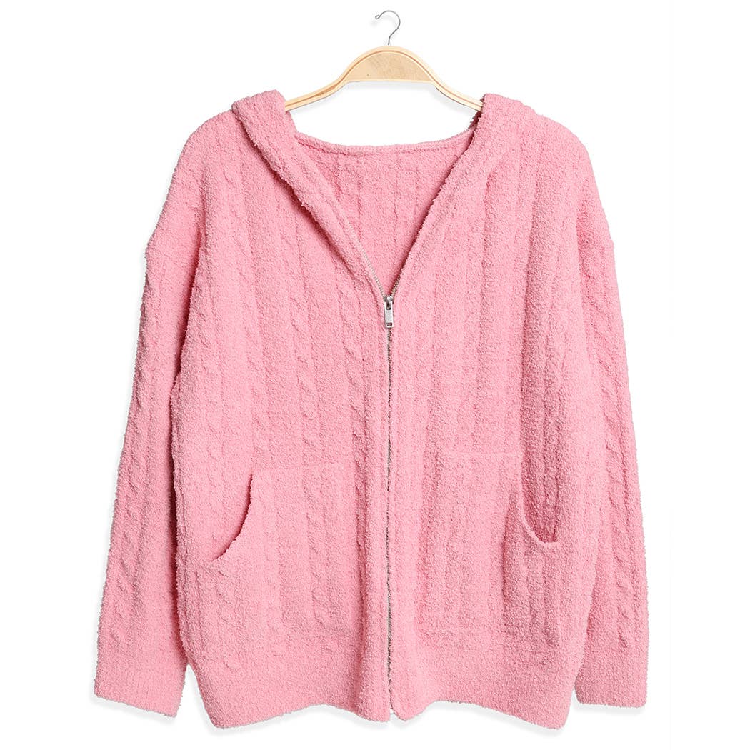 Fashion City - Vendita all'ingrosso Felpa con cappuccio - Donna - Felpa calda con cerniera monocolore tinta unita23