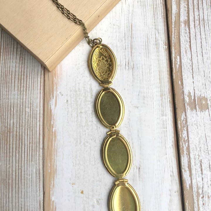 Red Truck Designs - Wholesale Locket Necklace - Gold Family Locket Necklace Folding Locket 24 inches