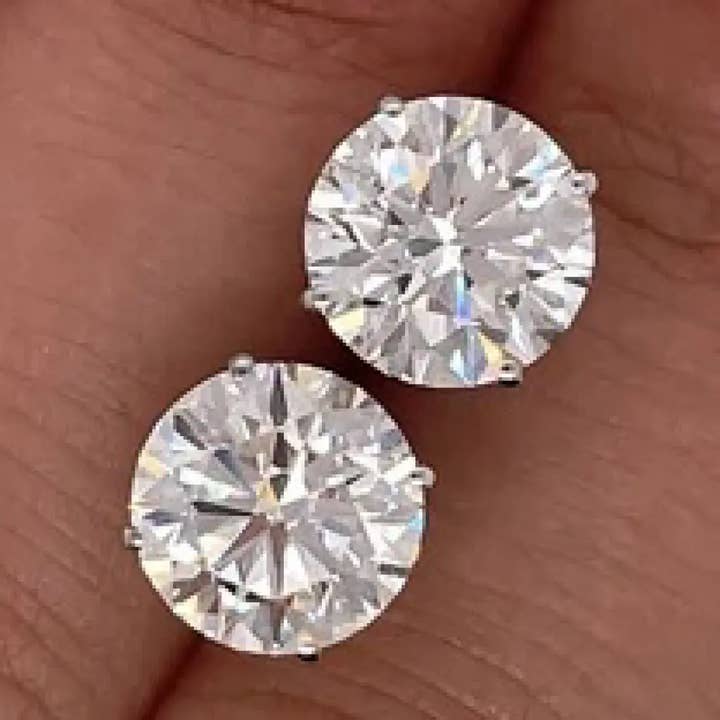 Lifetime Jewelers - Wholesale Stud/Post Earrings - 4 Carat Lab Grown Round Diamond Stud Earrings 14k White Gold2