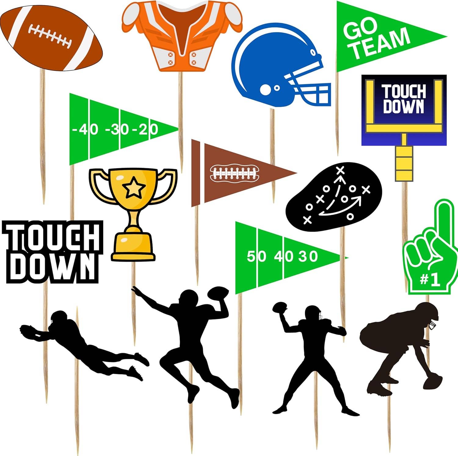 4E's Novelty - Wholesale Cake/Cupcake Topper - 96 Pack Football Cupcake Toppers in 12 Styles2