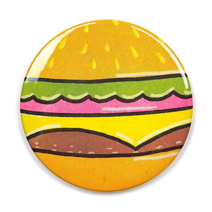 Miroir de poche Risograph Cheeseburger pour la vente par Smarty Pants Paper