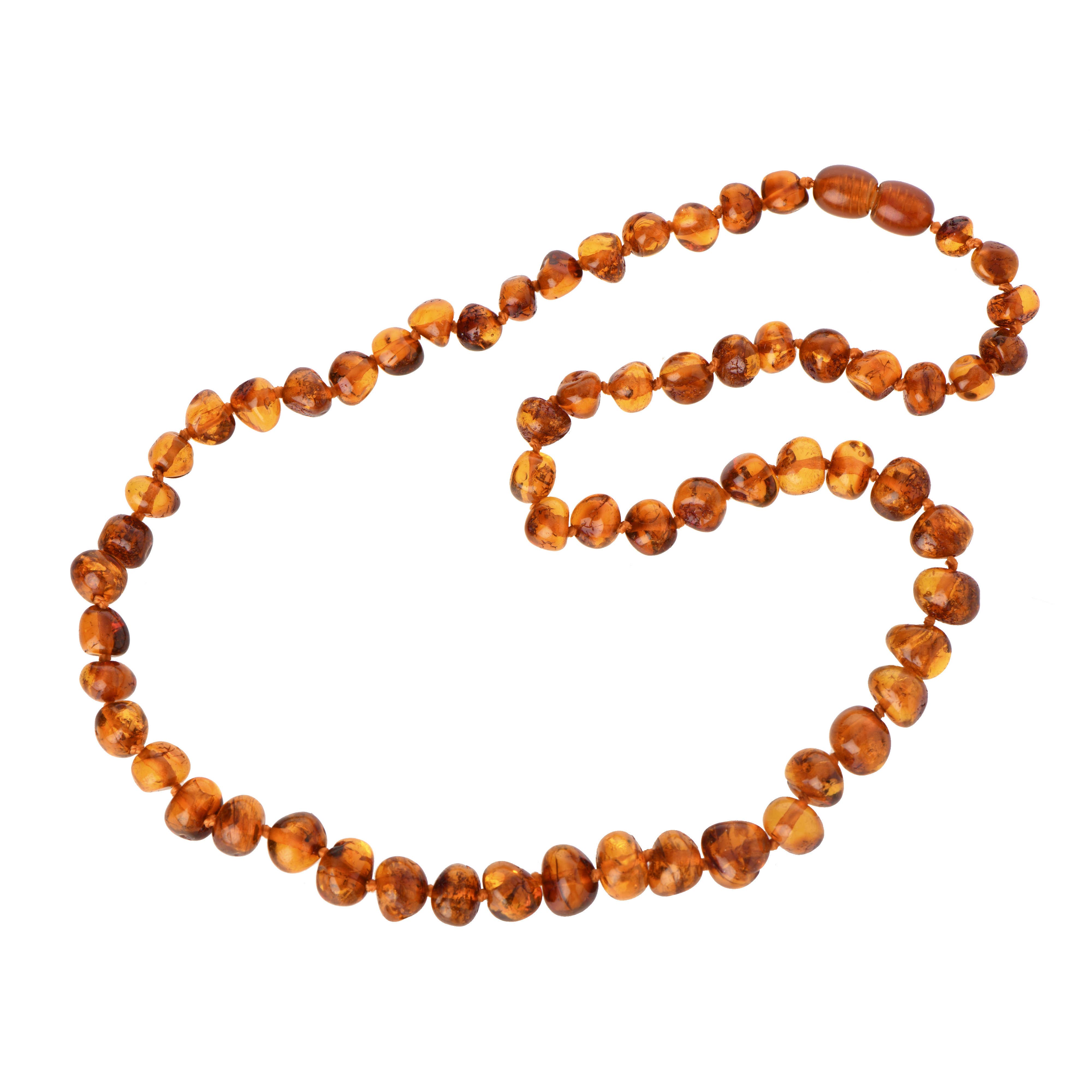 The Natural Amber - Wholesale Beaded/Pearl Necklace - Cognac Baroque Polished Amber Beads Necklace for Adult1