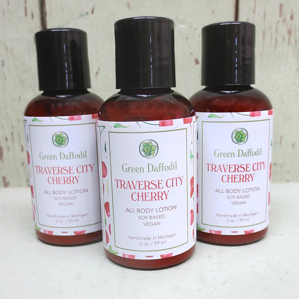 Green Daffodil Bath & Body - Wholesale Body Cream/Lotion - Traverse City Cherry Mini Soy Lotion Bottle - Michigan1