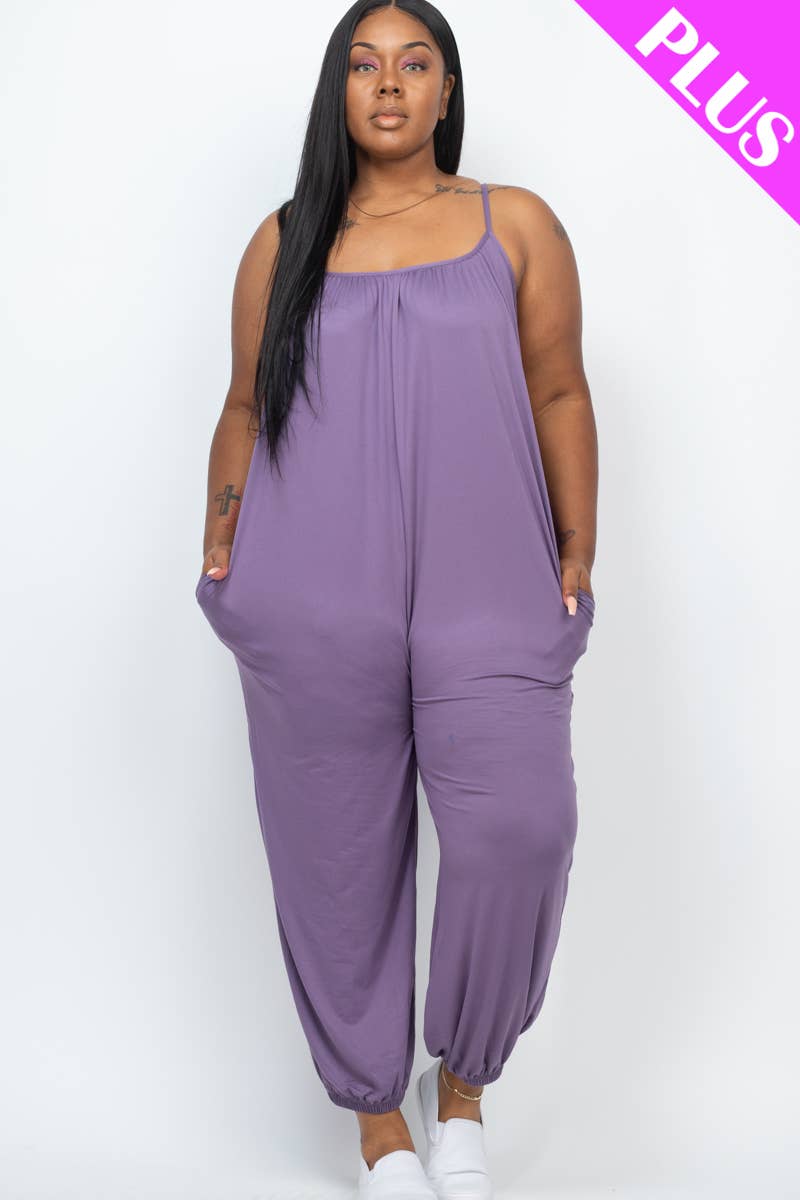 CAPELLA APPAREL - Wholesale Jumpsuit - Women's - Plus Size Sleeveless Jogger Jumpsuit3