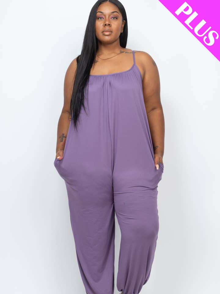 CAPELLA APPAREL - Wholesale Jumpsuit - Women's - Plus Size Sleeveless Jogger Jumpsuit3
