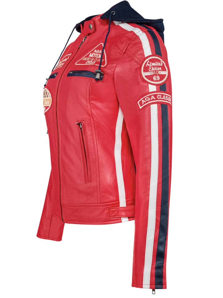 Urban 5884 Amsterdam | Leather jackets – Großhandel Lederjacke – Damen – Urban 5884 Sixty Six Damen Biker Lammfell Jacke Rot