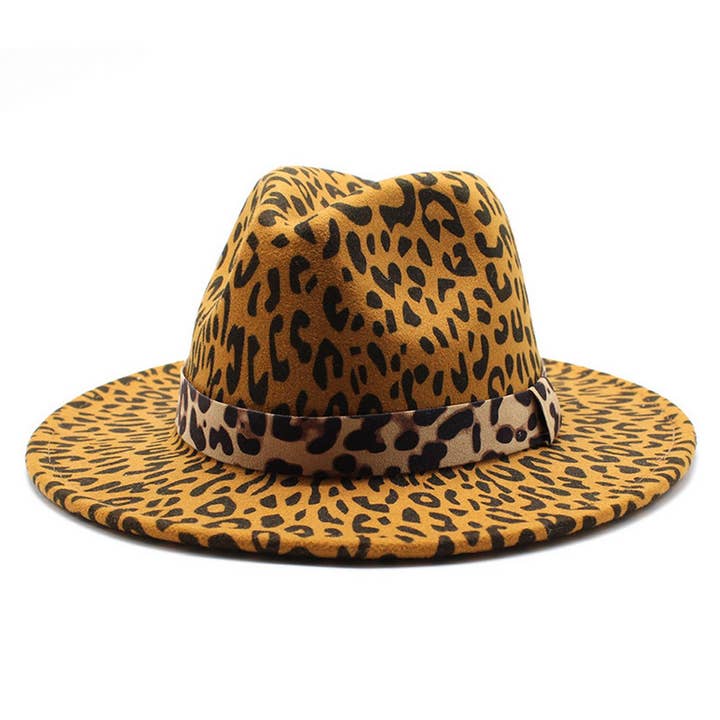 DOUBLJU - Wholesale Fedora - Unisex - FASHIONABLE NEW LEOPARD PRINT FEDORA HAT_CWAH26740