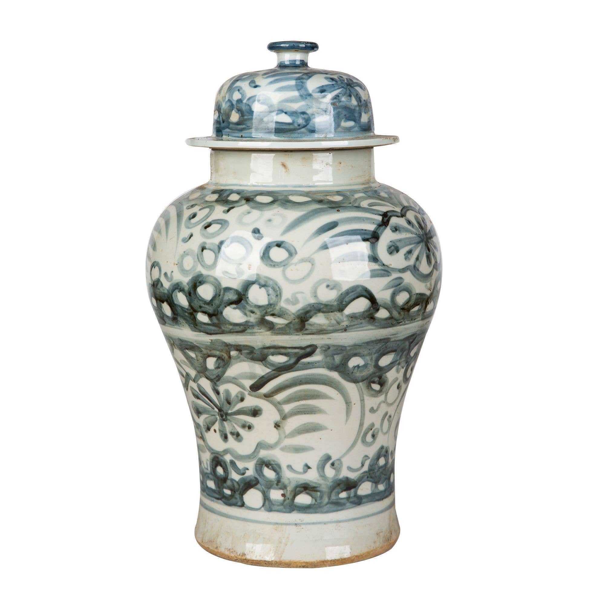 Legend Accents - Wholesale Decorative Jar - Blue and White Sea Flower Temple Jar Small0