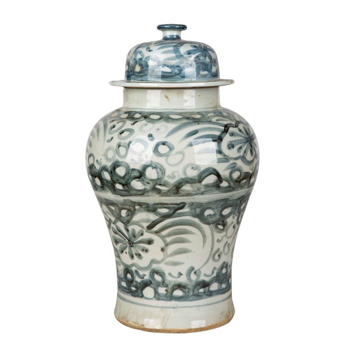 Legend Accents - Wholesale Decorative Jar - Blue and White Sea Flower Temple Jar Small