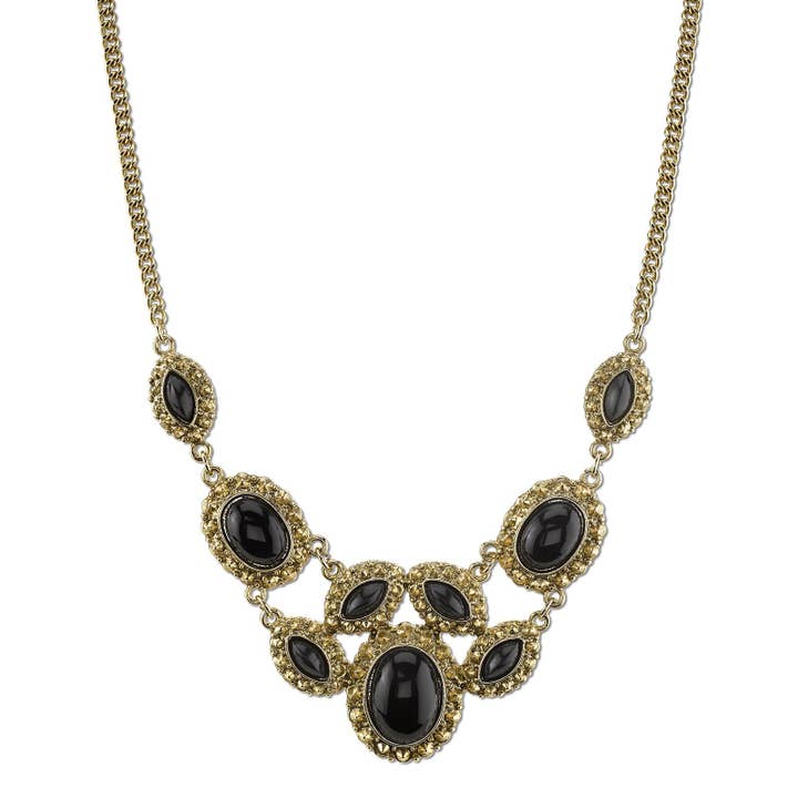 1928 Jewelry - Vente Colliers plastrons - Collier à bretelles texturé à plusieurs pierres 2028 Jewelry, 16 po+3 pouces