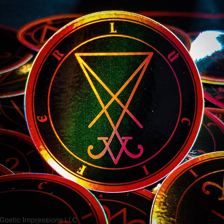 Lucifer Sigil Holographic Sticker for wholesale by Goetic Impressions