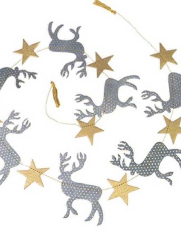 Paper garland, deer & star for wholesale by Giftsland