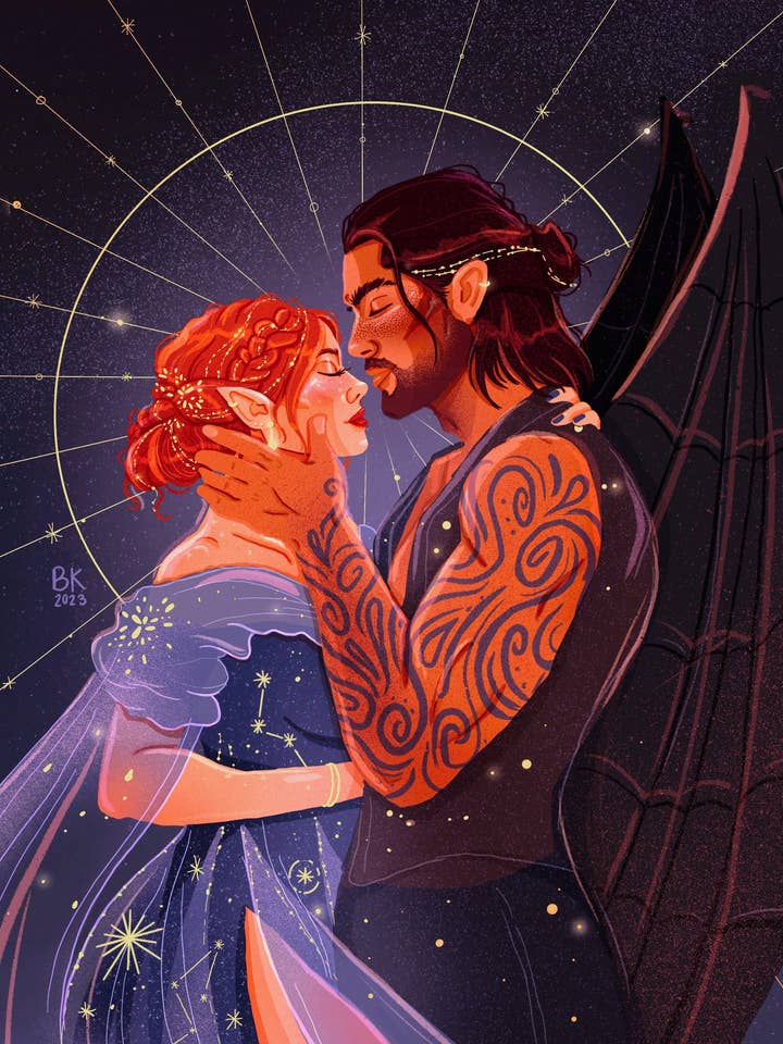 Nesta & Cassian *Impression en feuille d'or* pour la vente par Brittany Keller Art