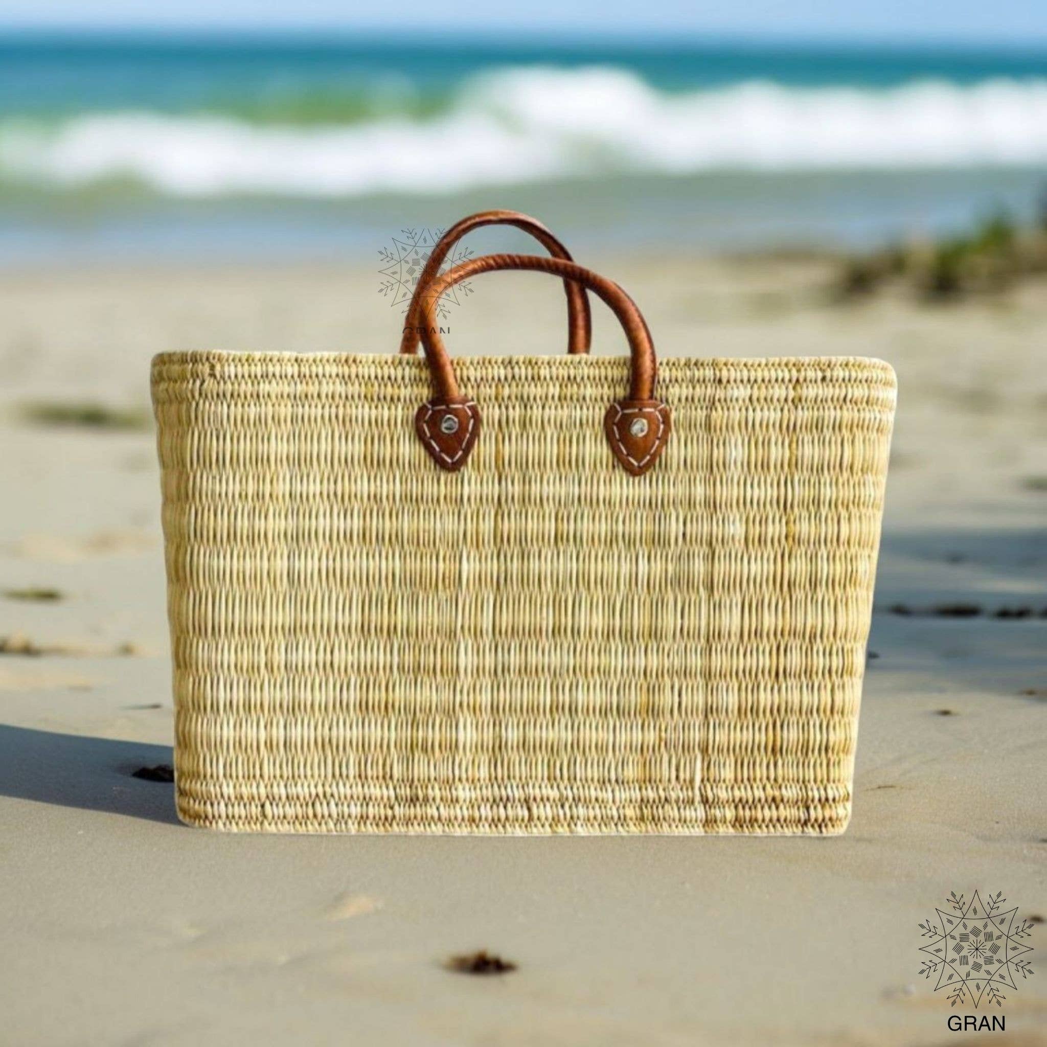 Gran Wholesale - Wholesale Beach bag - Market Reed Storage, Leather Baskets Shopping Bag.2