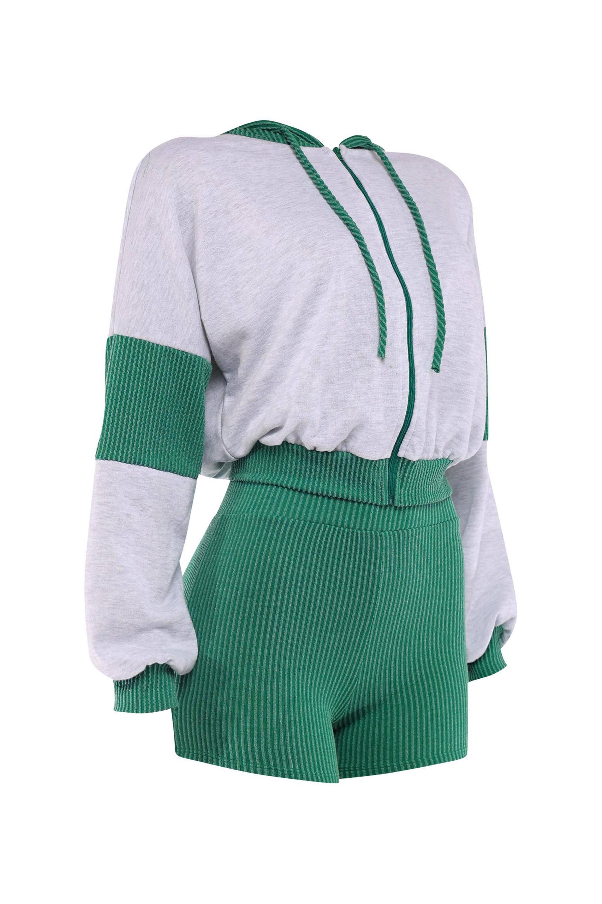 K Too - Wholesale Top & Short Set (NOT Loungewear) - Women's - Color block hoodie & shorts set6
