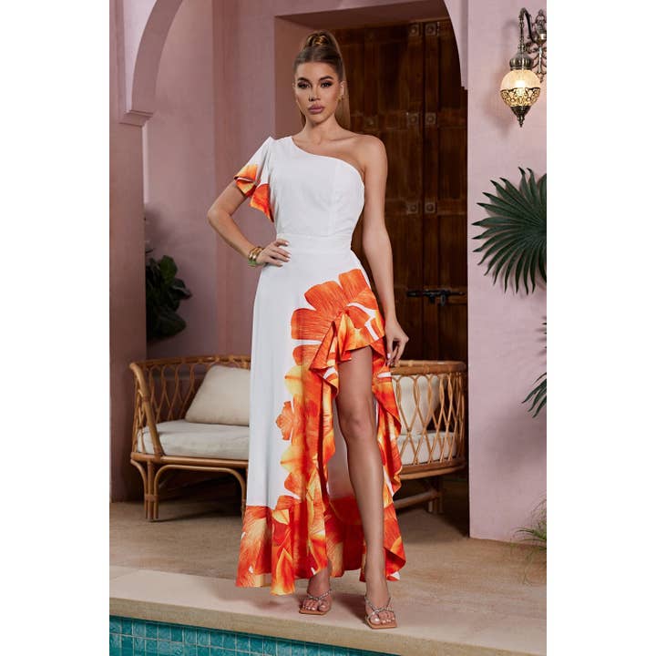 Ein-Schulter-Maxikleid für den Großhandel von Chicways