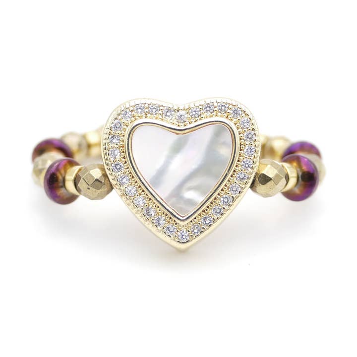 Ring Elara Mother-of-Pearl Heart for wholesale by Cátia Levy Designer