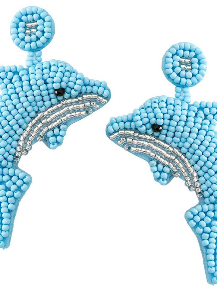 Blå delfin frøperleøreringe E8518 for engroshandel hos Ole