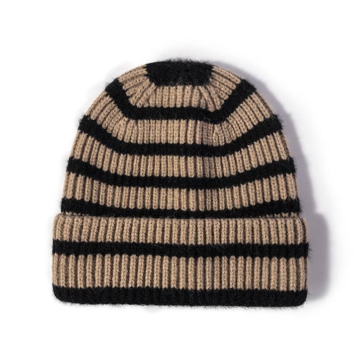 Dipped Shop - Wholesale Beanie - Women's - Winter Striped Beanie Cuff Warm Knitted Hat DP25G7325