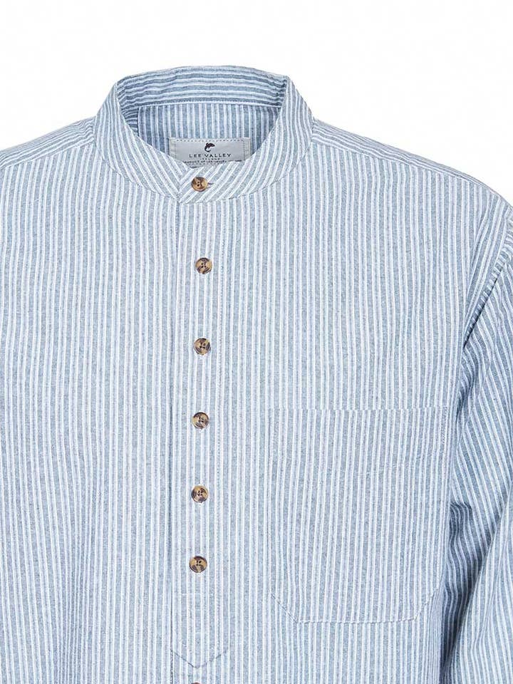 Lee Valley Ireland - Wholesale Button Down Shirt - Men's - Grandfather Shirt Vintage Ivory Pin Stripe on Grey (VR2)3