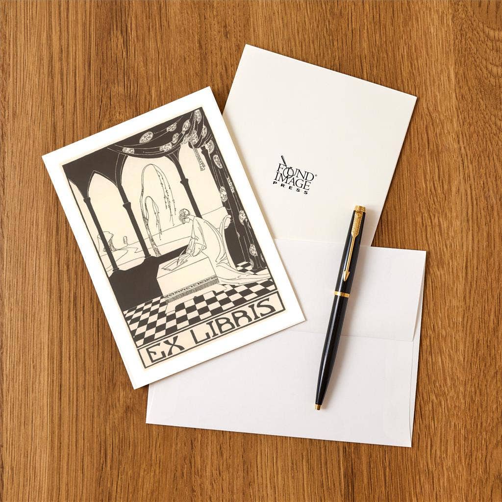 Found Image Press - Wholesale Stationery/Notecard Set - Greeting Card LT-179 Ex Libris, Woman Writing in Book1