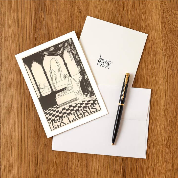 Found Image Press - Wholesale Stationery/Notecard Set - Greeting Card LT-179 Ex Libris, Woman Writing in Book1