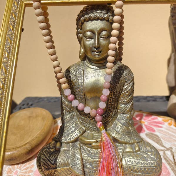 Mala Rosenkvarts, Thulit och Trä 108 pärlor för wholesale av Con Le Stelle