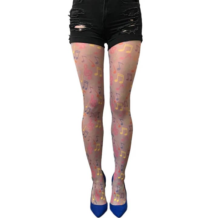 Red Patterned Tights Music for all Women (Copy) for wholesale by Malka Chic