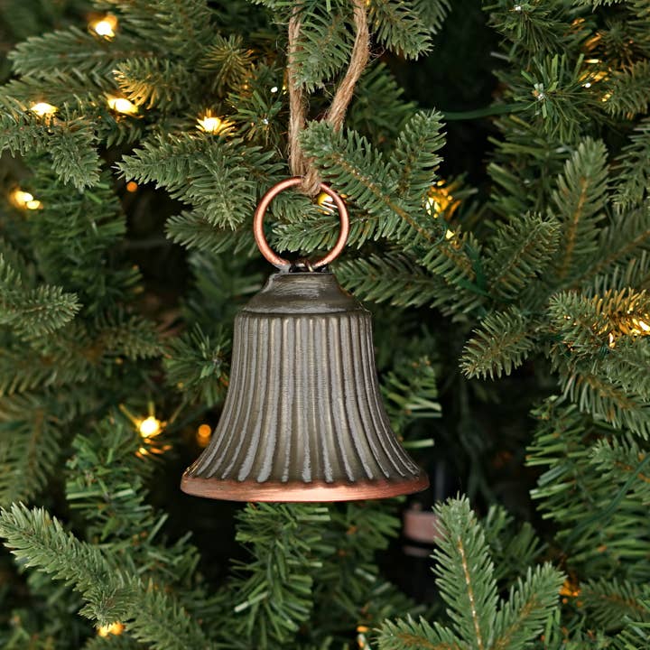 M10230- 4in Copper Washed Bell Ornament- for wholesale by Holiday Depot Inc.
