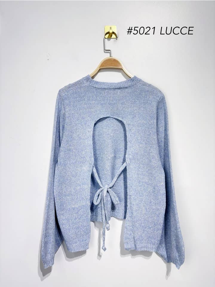 LUCCE - Vendita all'ingrosso Maglione tricot - Donna - Maglione Aperto Dietro con Nodo - 5021