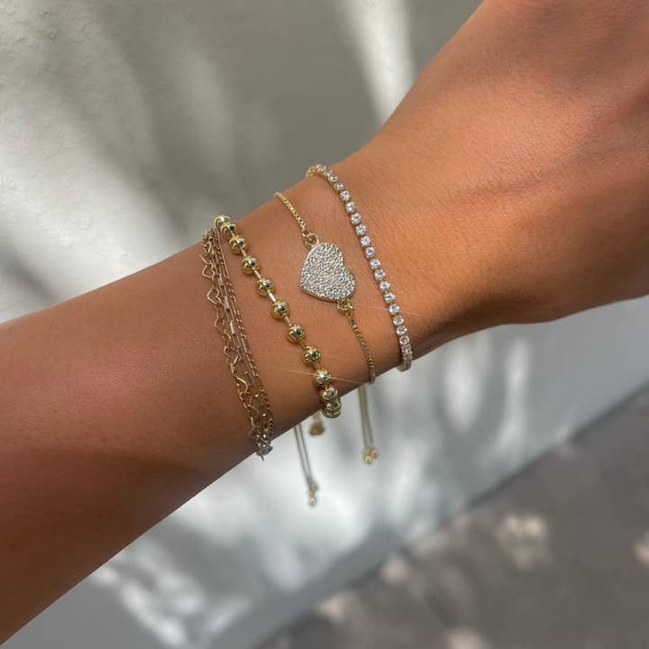 Nikki Smith Designs - Wholesale Link & Chain Bracelet - Stella Gold Slider Bracelets