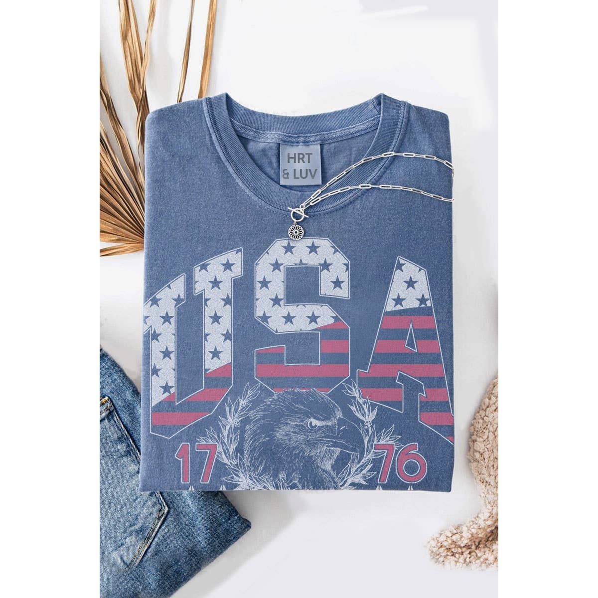 HRTandLUV – wholesale T-shirt (graphic) – women's – USA 1776 WASHED GRAPHIC TEE1