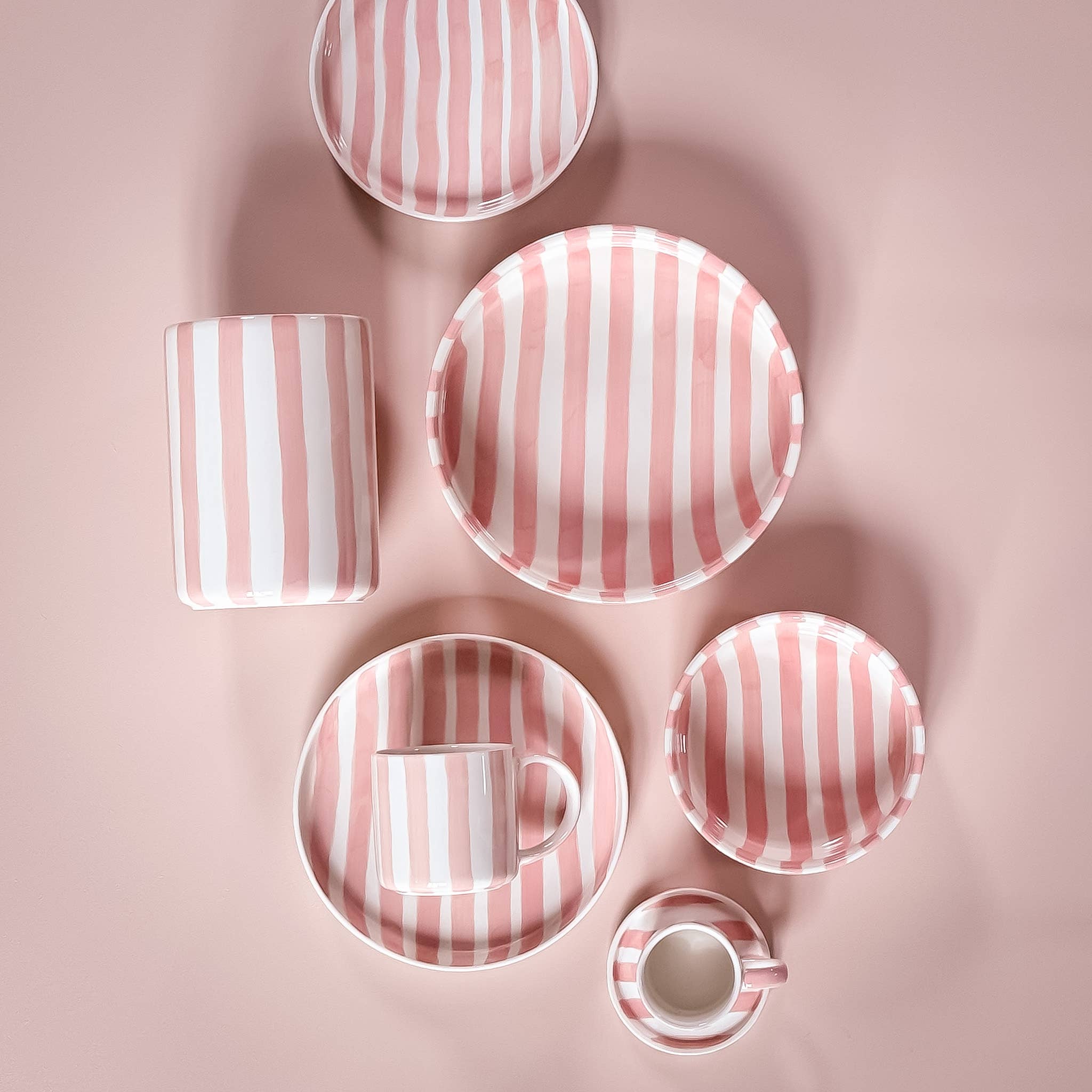 Magazin Minori - Wholesale Coffee/Tea Cup - Espresso Stripes - incanto rose (set of 2 - 4 pieces)5