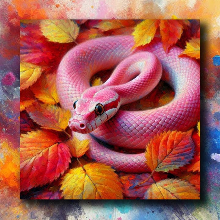 Aimant de réfrigérateur Pink Snake 55 x 55 mm pour la vente par frostedgrey