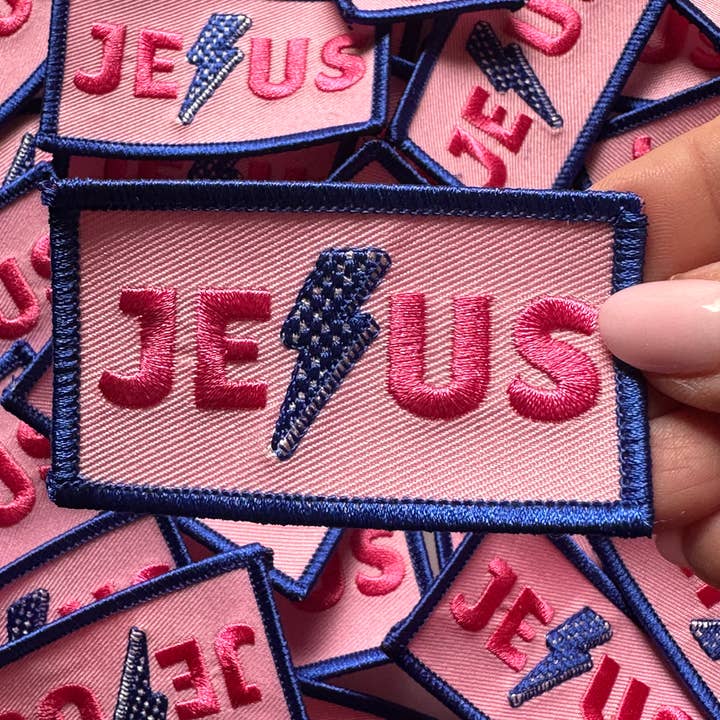 Jesus Lighting Bolt, Pink and Blue for wholesale by Aloe and Milk Boutique