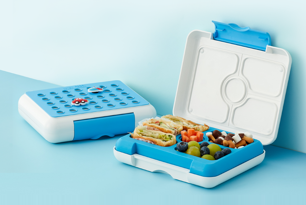 Innobaby on Faire - Wholesale Lunch Bag/Box - Kids - FlexBox Bento Style Kids Divided Lunch Box Platinum Silicone0